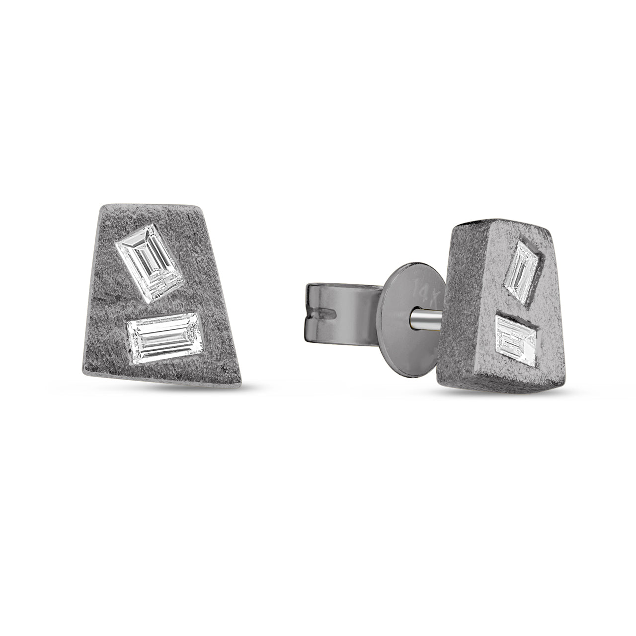 Diamond Baguette Trapezoid Stud Earring
