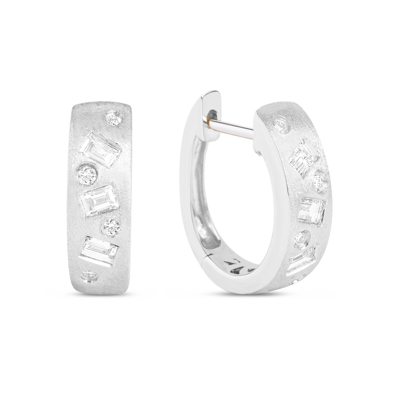 Diamond Baguette & Round Dancing Huggie Earring