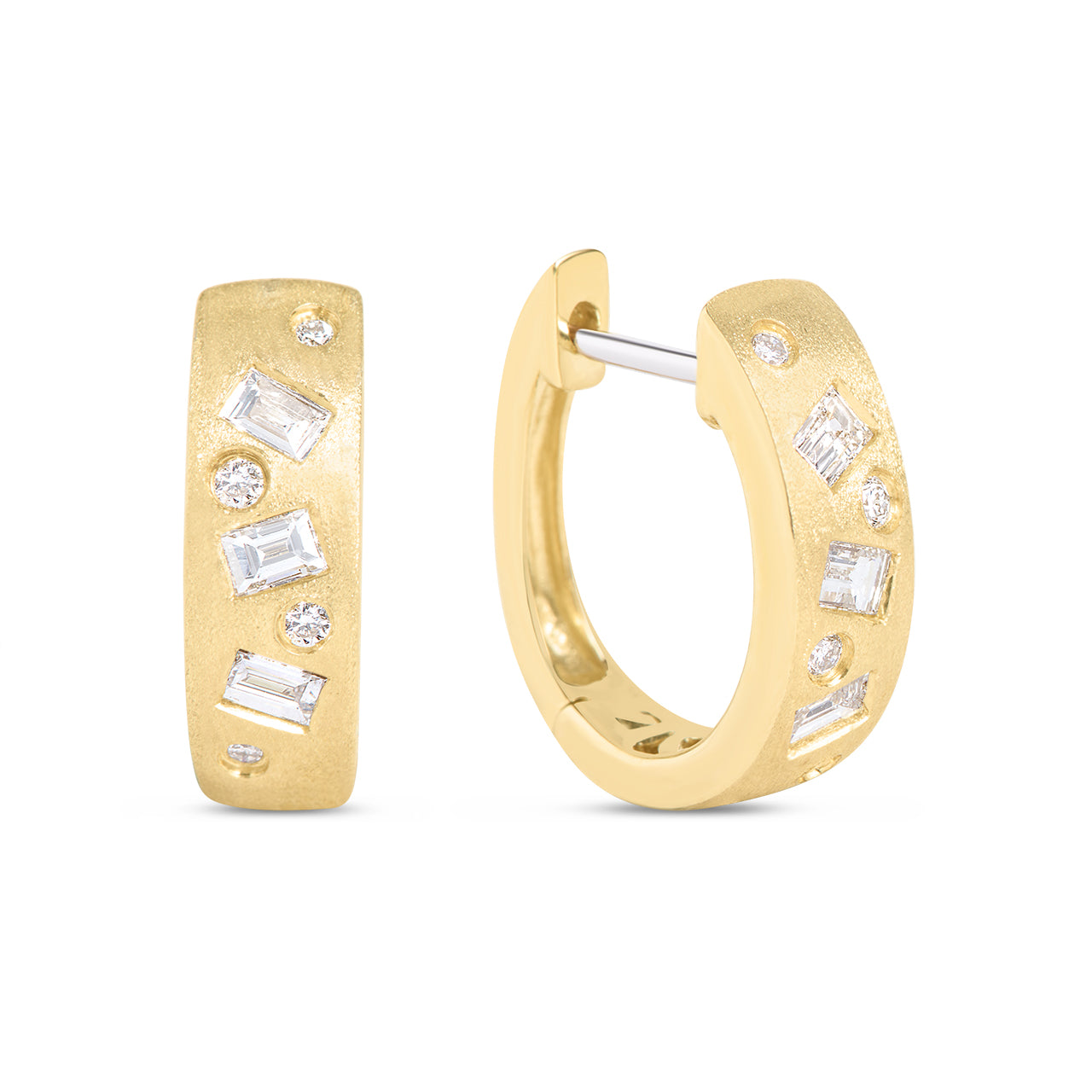 Diamond Baguette & Round Dancing Huggie Earring