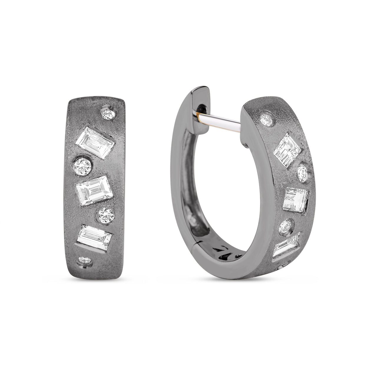 Diamond Baguette & Round Dancing Huggie Earring