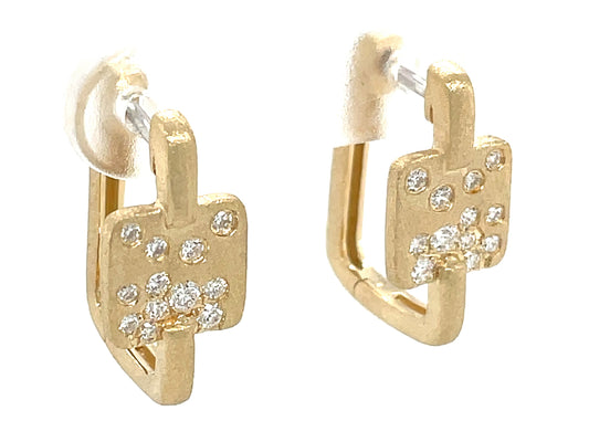 DIAMOND CONFETTI SQUARE HOOP EARRING, SATIN FINISH