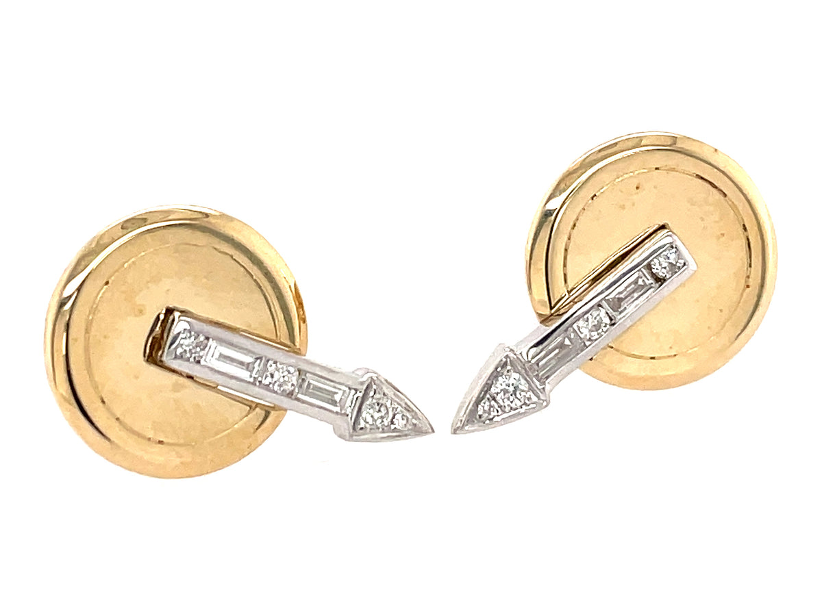 DIAMOND ARROW & DISC STUD EARRING