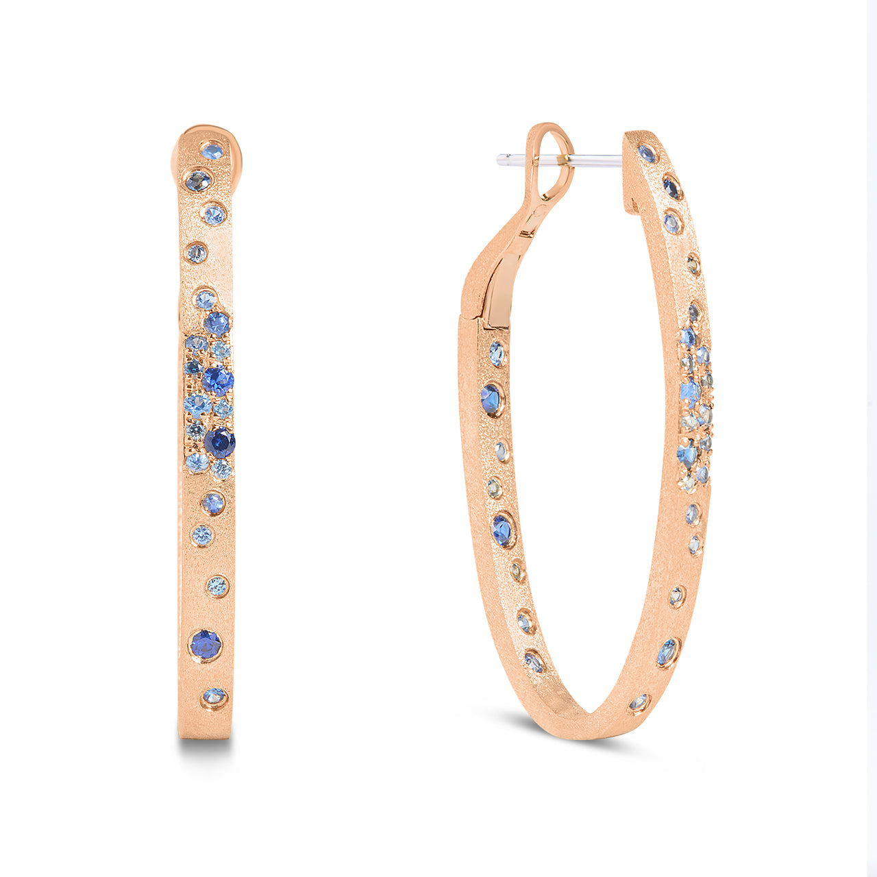 Sapphire Confetti Oval Hoop Earring