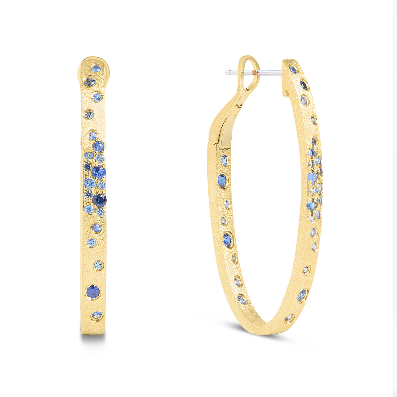 Sapphire Confetti Oval Hoop Earring