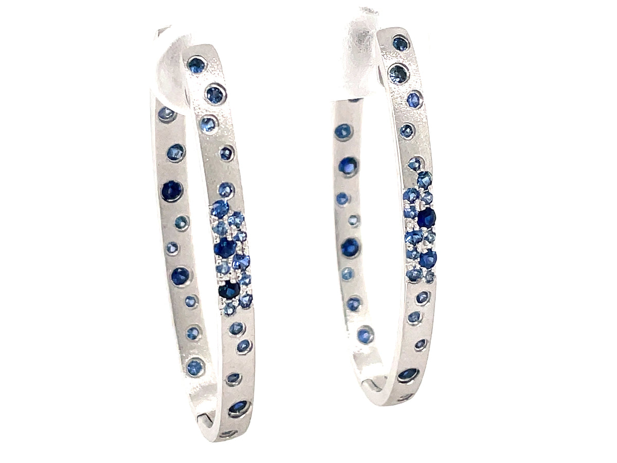 SAPPHIRE FLUSH SET OVAL HOOP EARRING