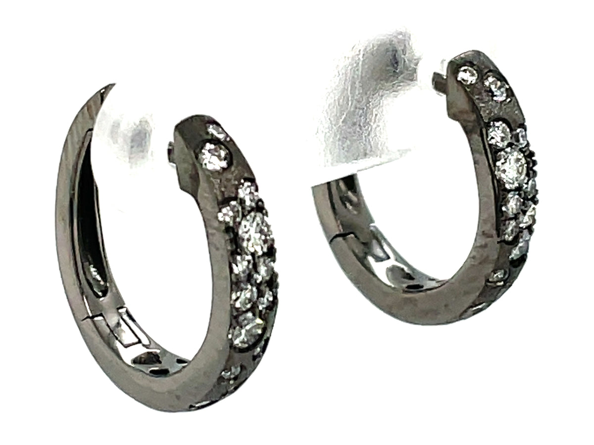 DIAMOND CONFETTI HUGGY EARRING, 15.3X14.5MM, SATIN FINISH