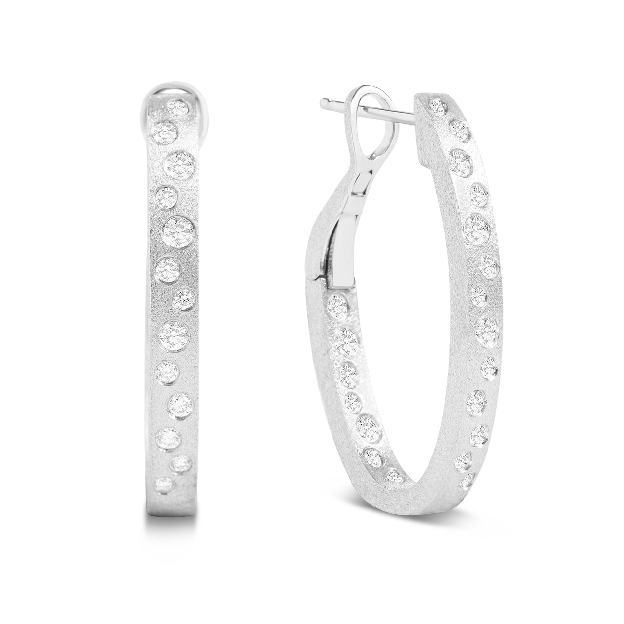 Diamond Scatter Oval Hoop Earring