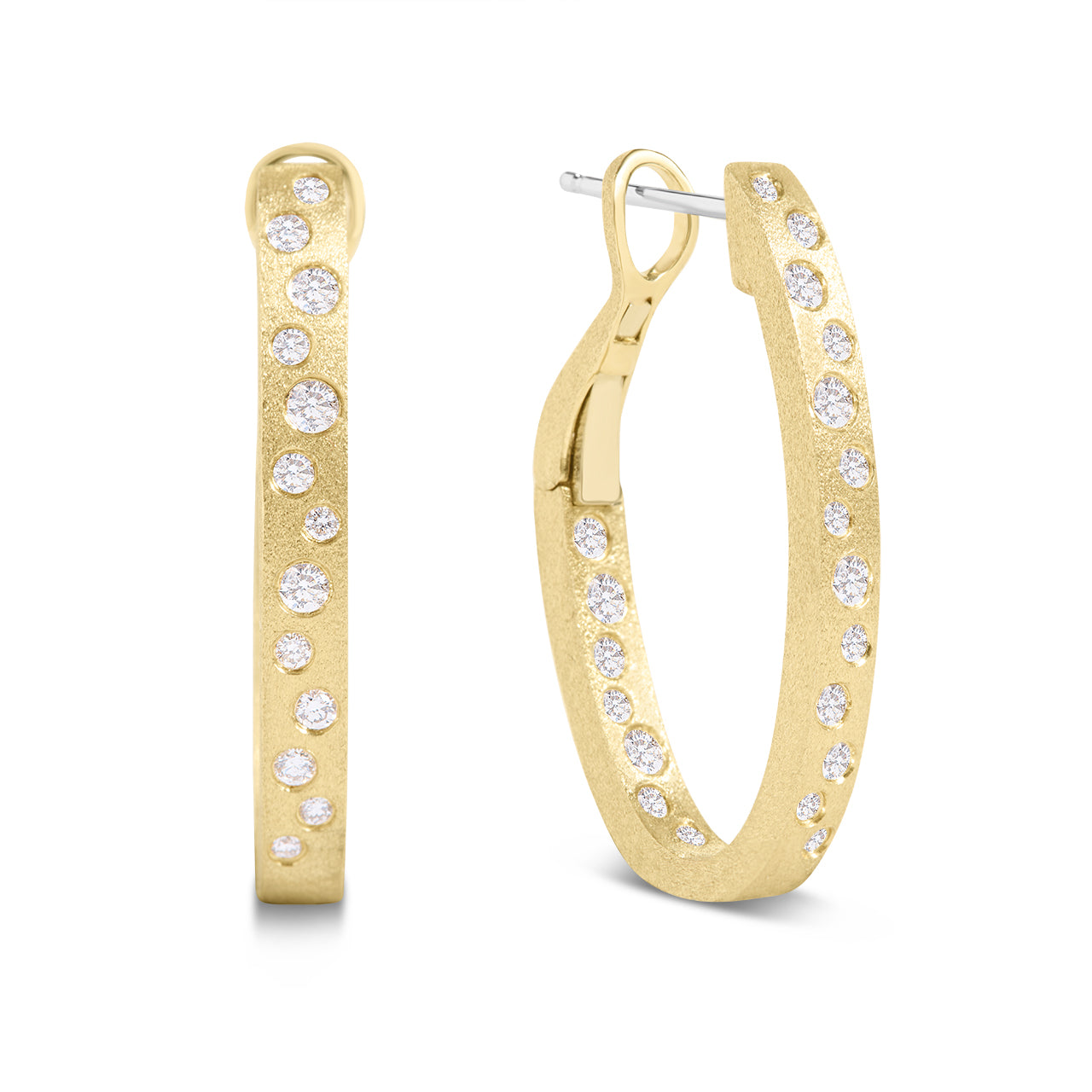 Diamond Scatter Oval Hoop Earring