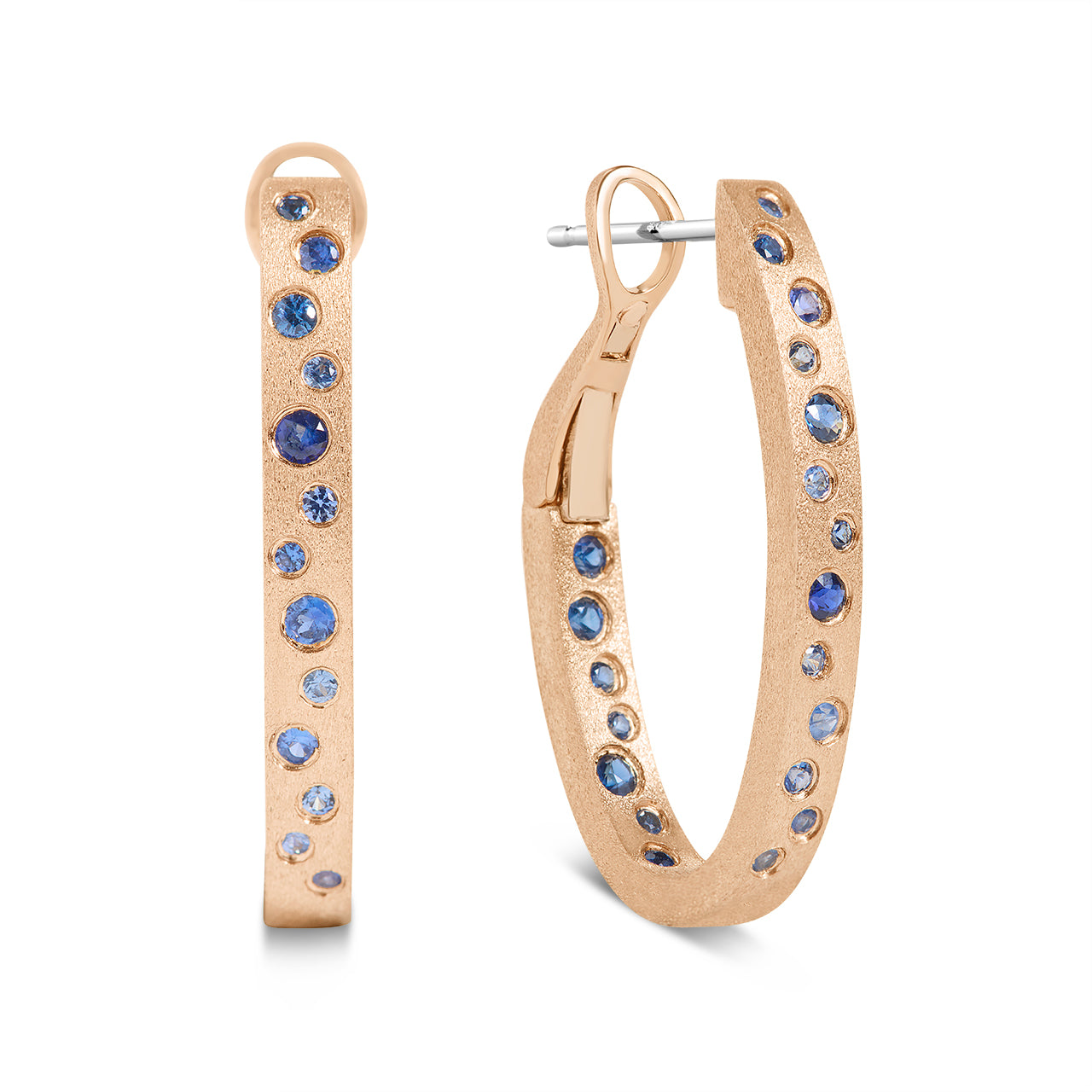 Sapphire Scatter Oval Hoop Earring