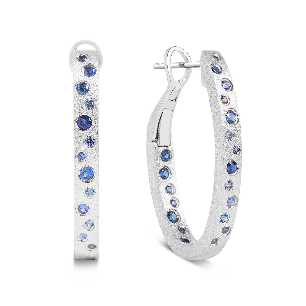Sapphire Scatter Oval Hoop Earring