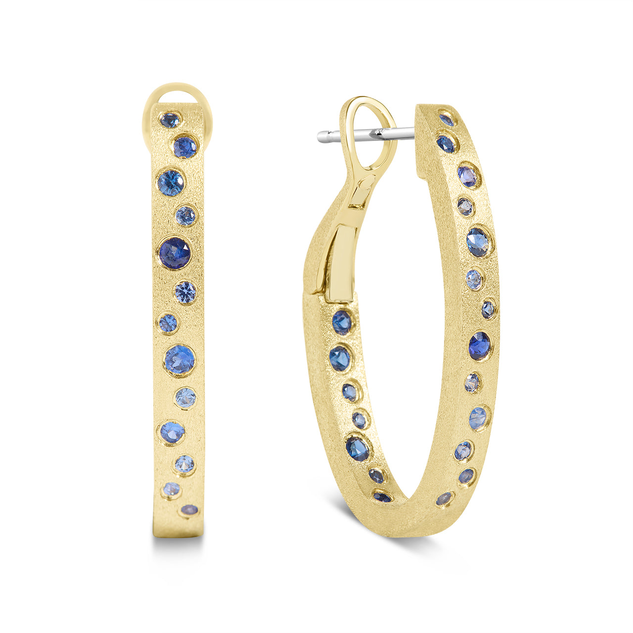 Sapphire Scatter Oval Hoop Earring