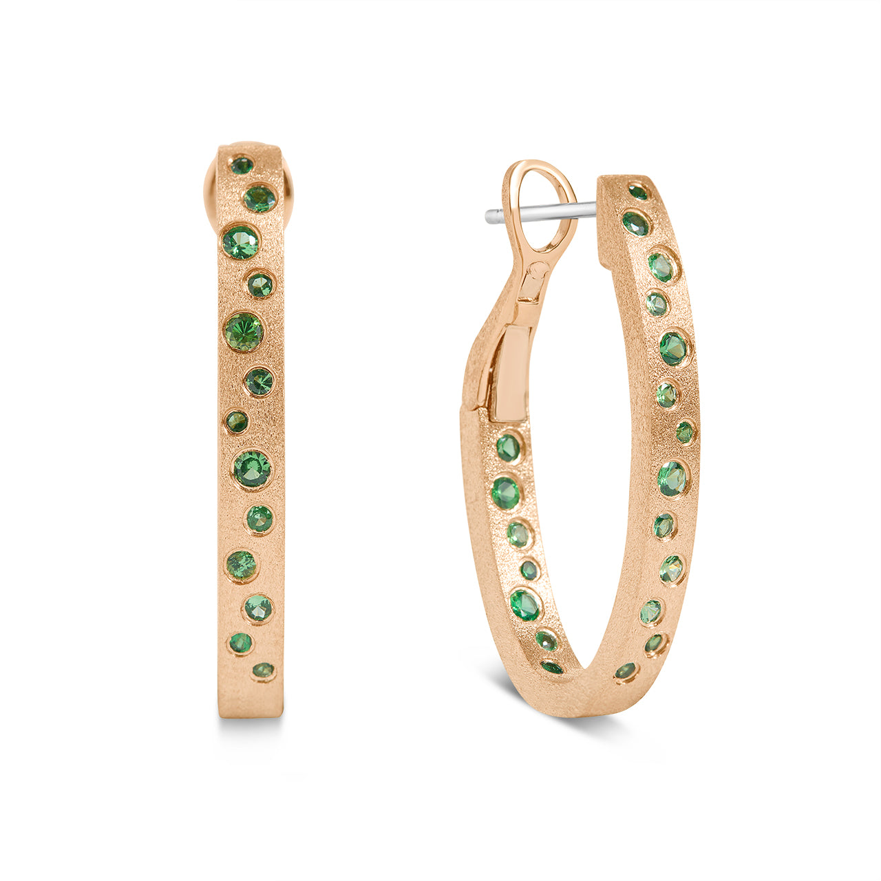 Tsavorite Scatter Oval Hoop Earring