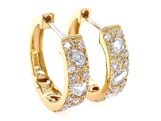 Diamond Oval, Pear Round Pave Earring, Satin Finish, 18ky (N)