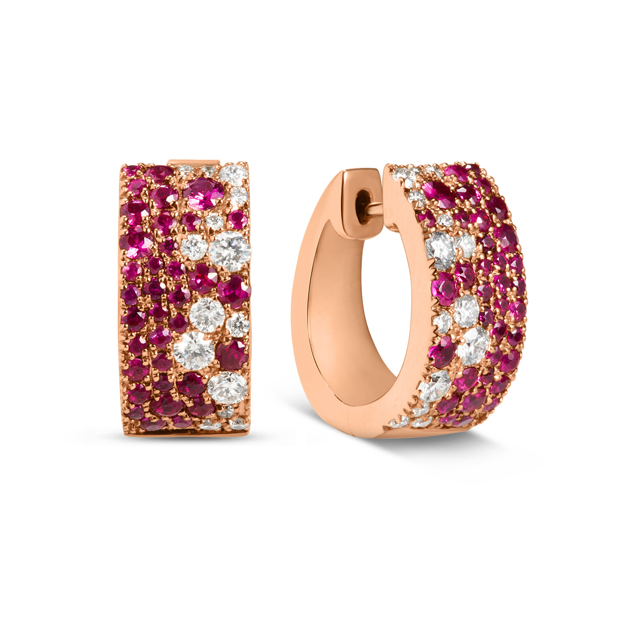 Ruby & Diamond Pave Confetti Signature Huggie Earring