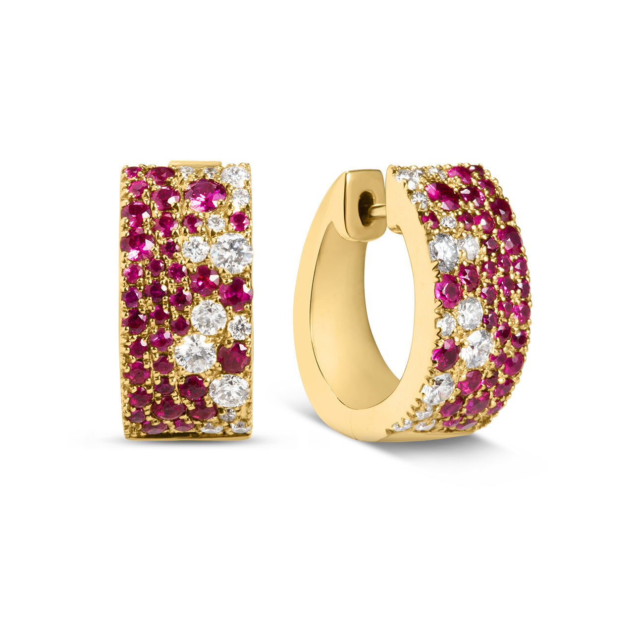 Ruby & Diamond Pave Confetti Signature Huggie Earring