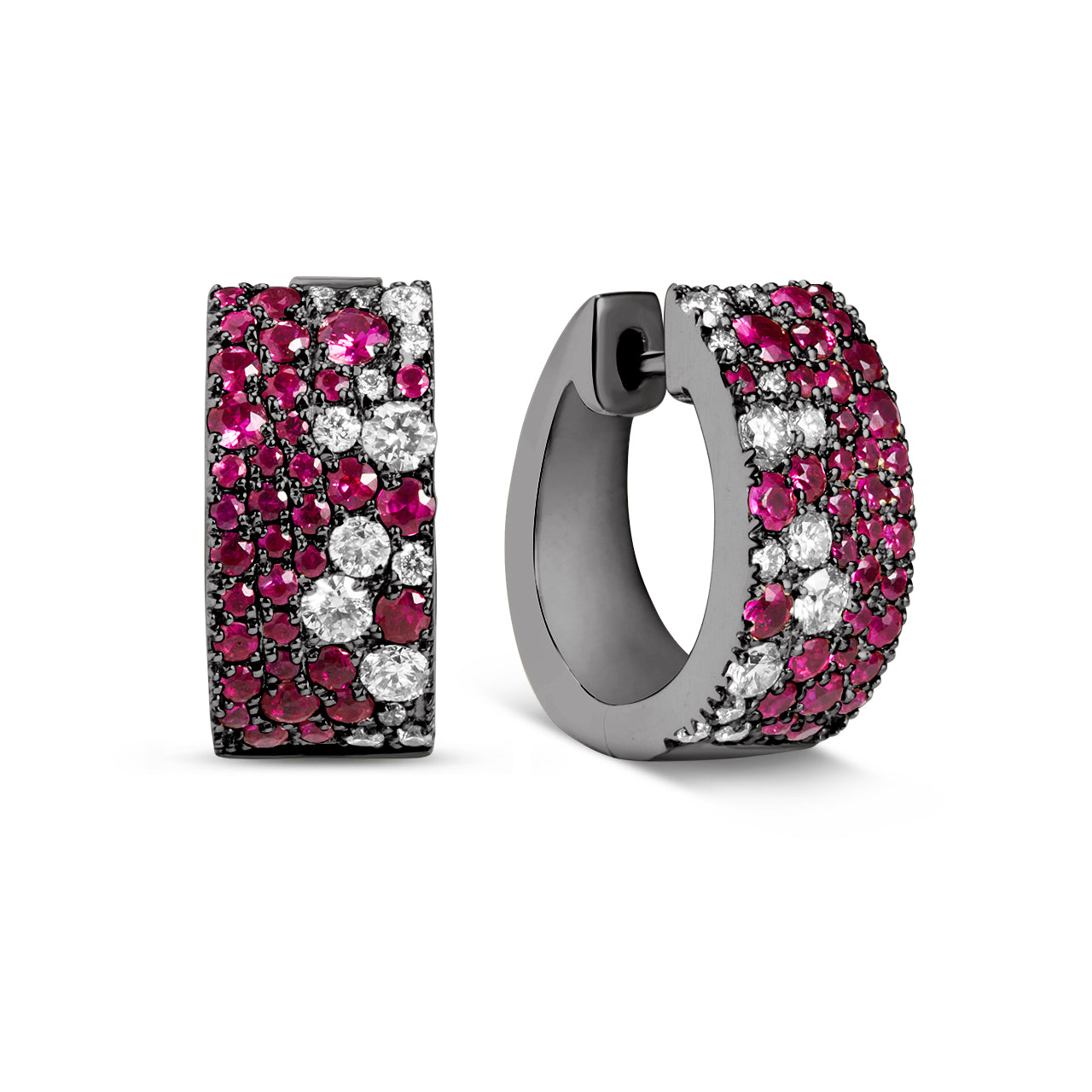 Ruby & Diamond Pave Confetti Signature Huggie Earring