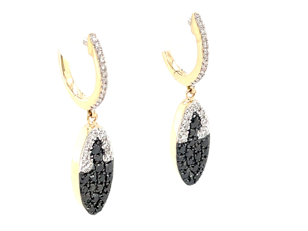 BLACK & WHITE DIAMOND PAVE PEAR DROP EARRING