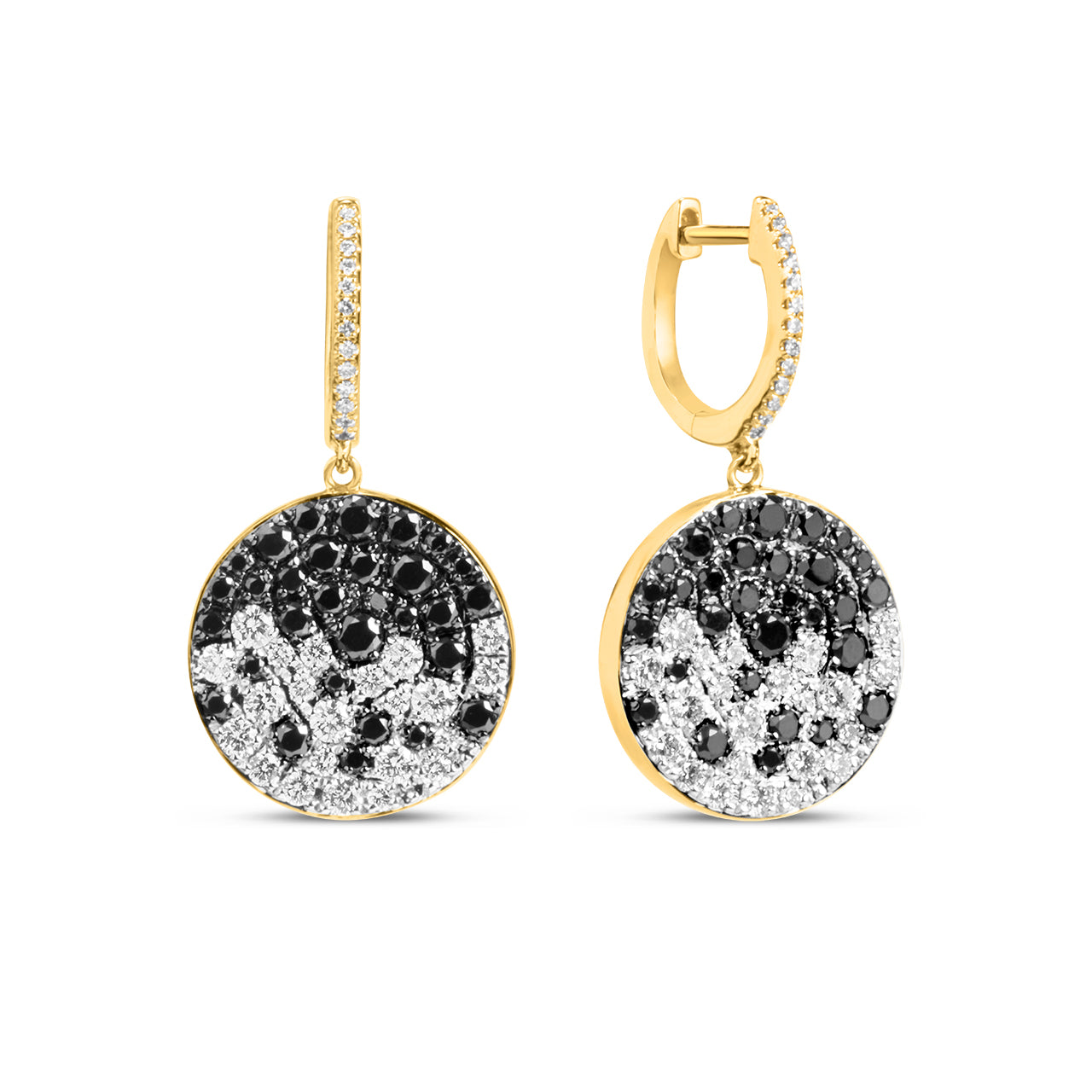 Black & White Diamond Pave Confetti Disc Dangle Earring