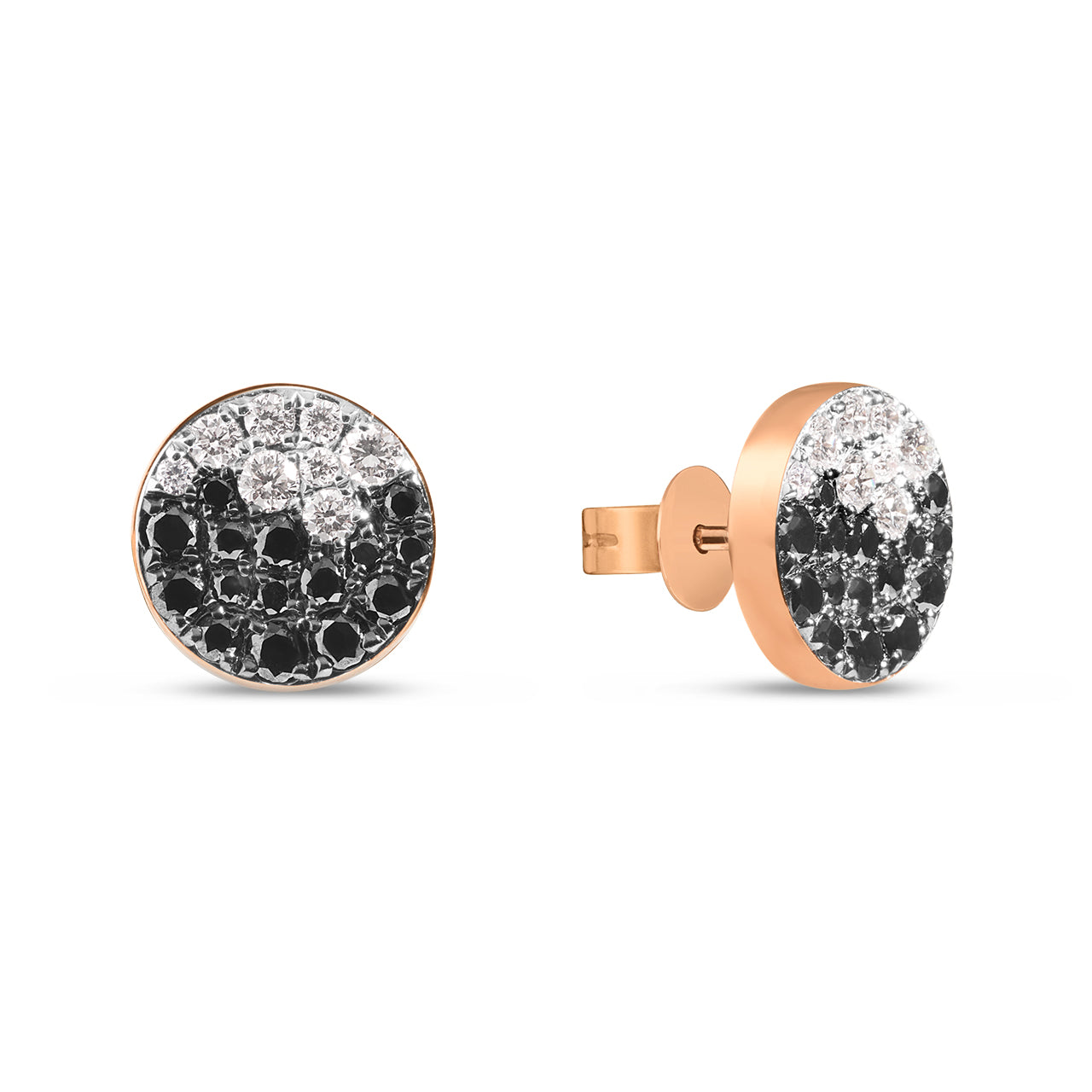 Black & White Diamond Pave Confetti Disc Stud Earring