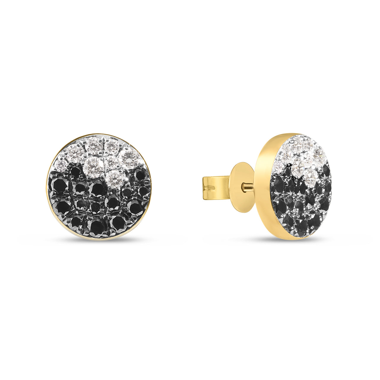 Black & White Diamond Pave Confetti Disc Stud Earring