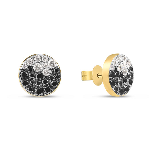 Black & White Diamond Pave Confetti Disc Stud Earring