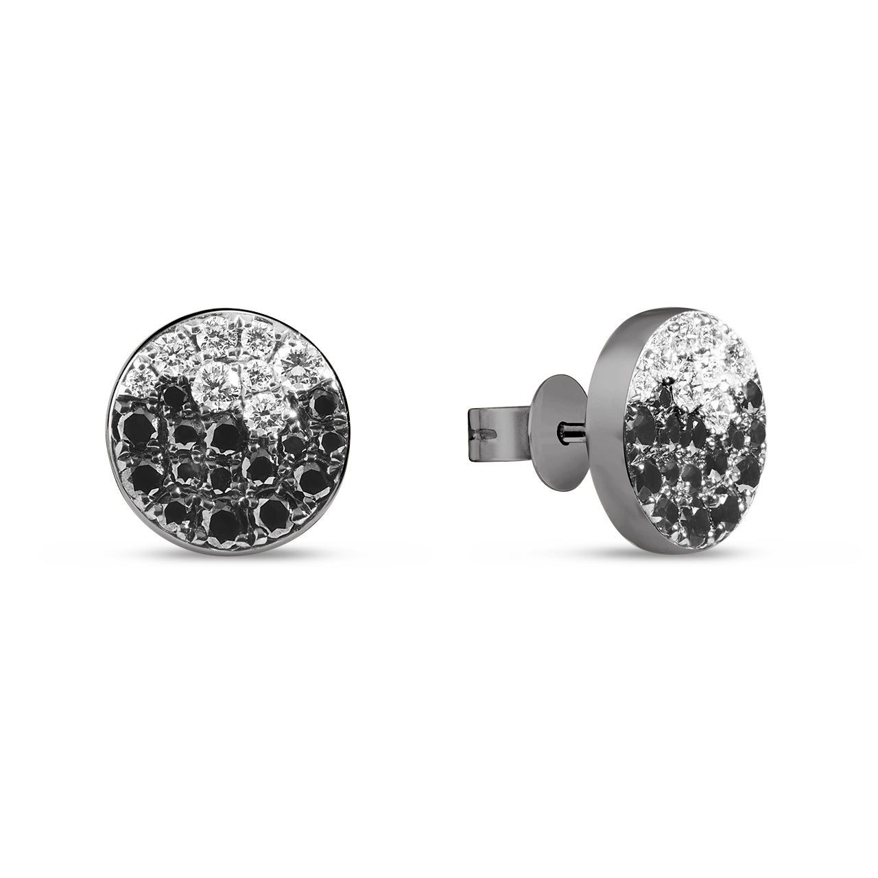 Black & White Diamond Pave Confetti Disc Stud Earring