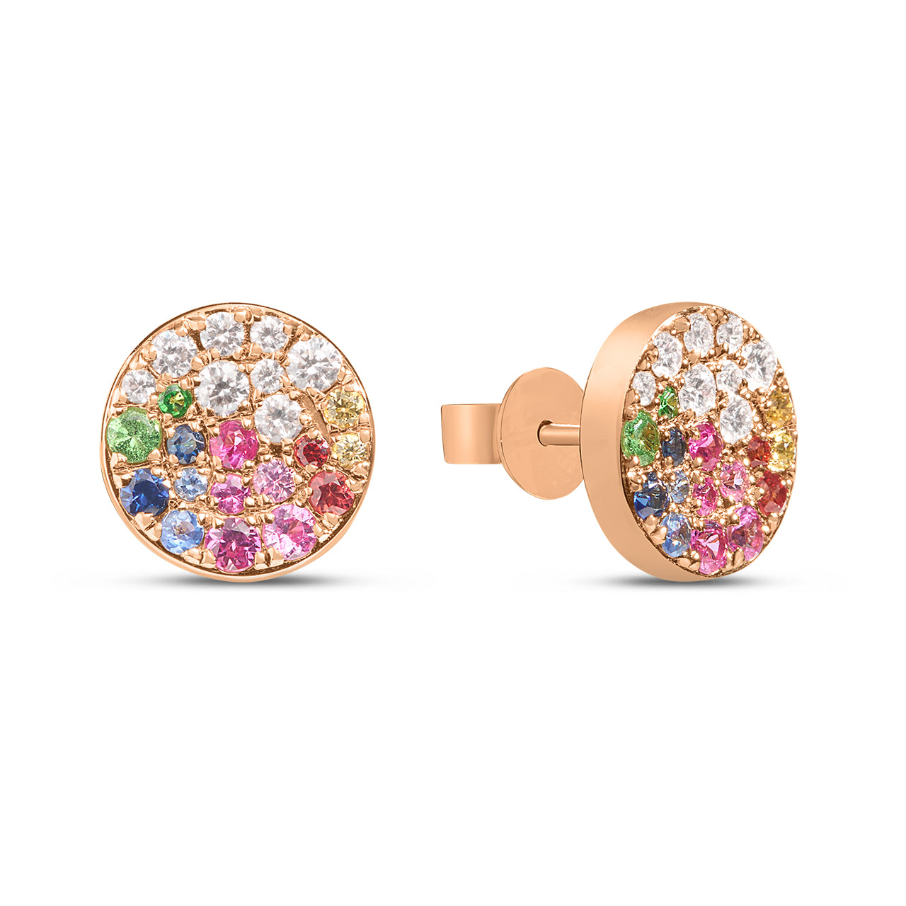 Rainbow Sapphire & Diamond Pave Confetti Stud Earring