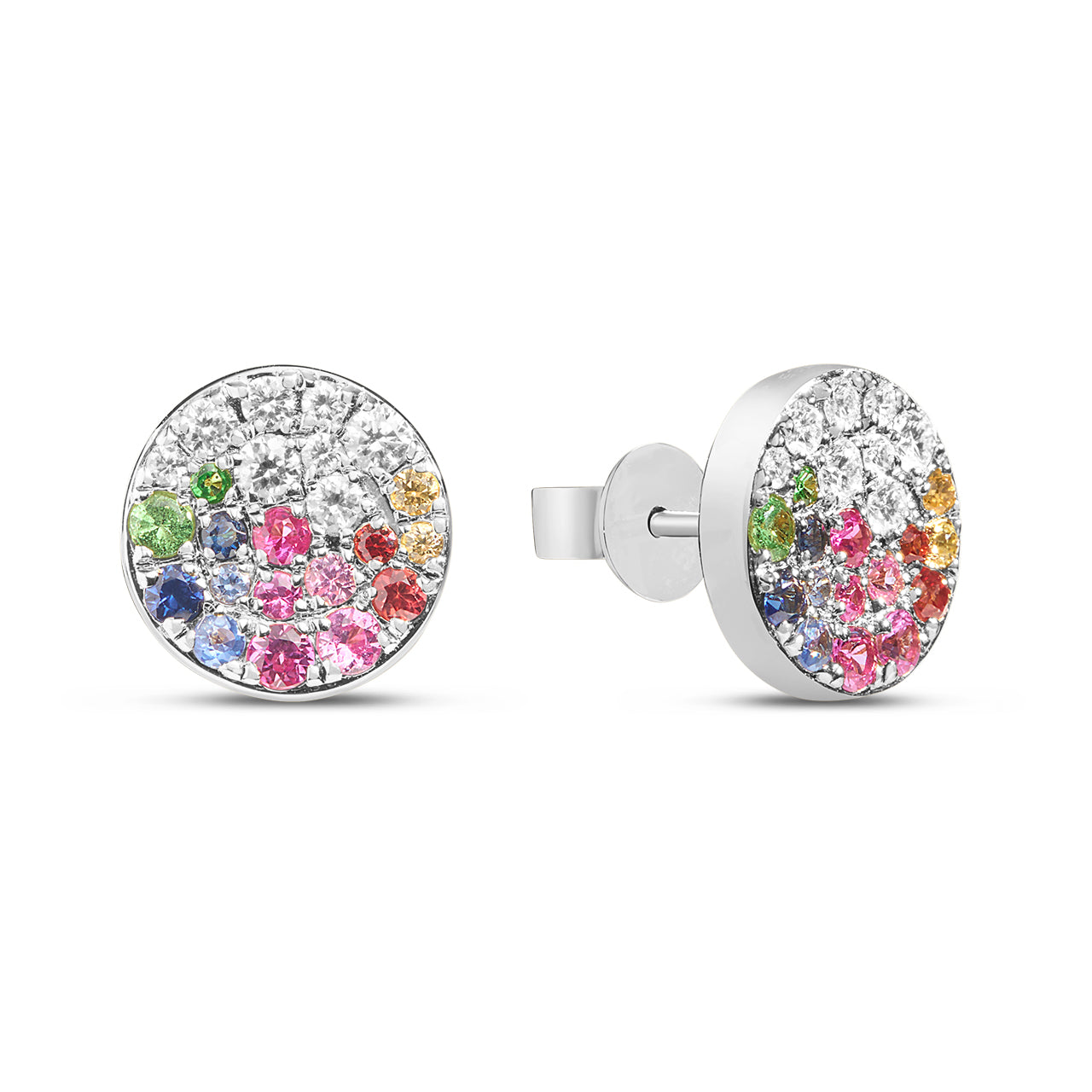 Rainbow Sapphire & Diamond Pave Confetti Stud Earring