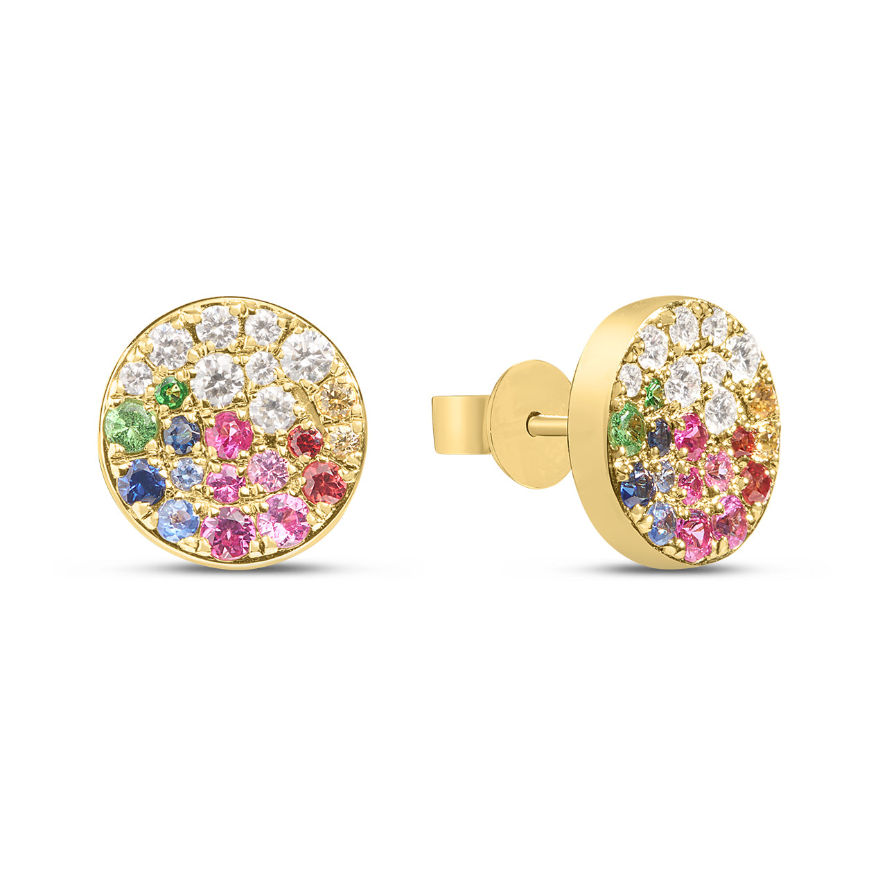 Rainbow Sapphire & Diamond Pave Confetti Stud Earring