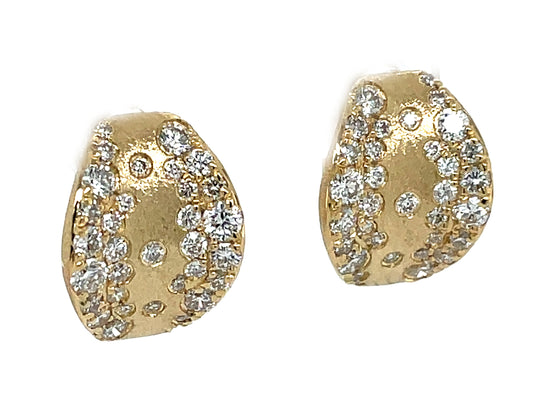 Diamond Saddle Confetti Hoop Earring, 15mm Wide, Satin Finish