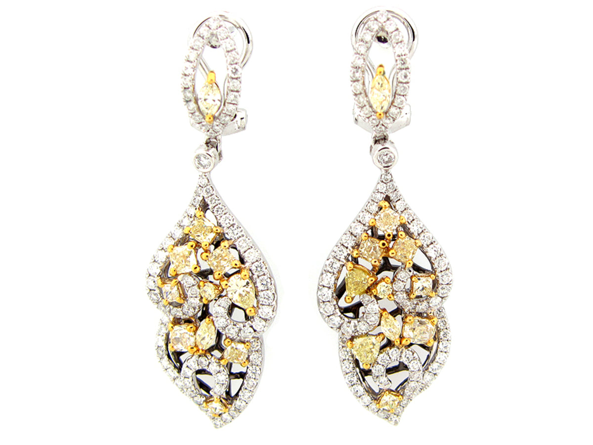 YELLOW & WHITE DIAMOND EARRING, 18KT (N)