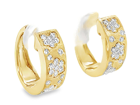 DIAMOND FLORETTE HUGGY EARRING, 15MM, SATIN FINISH