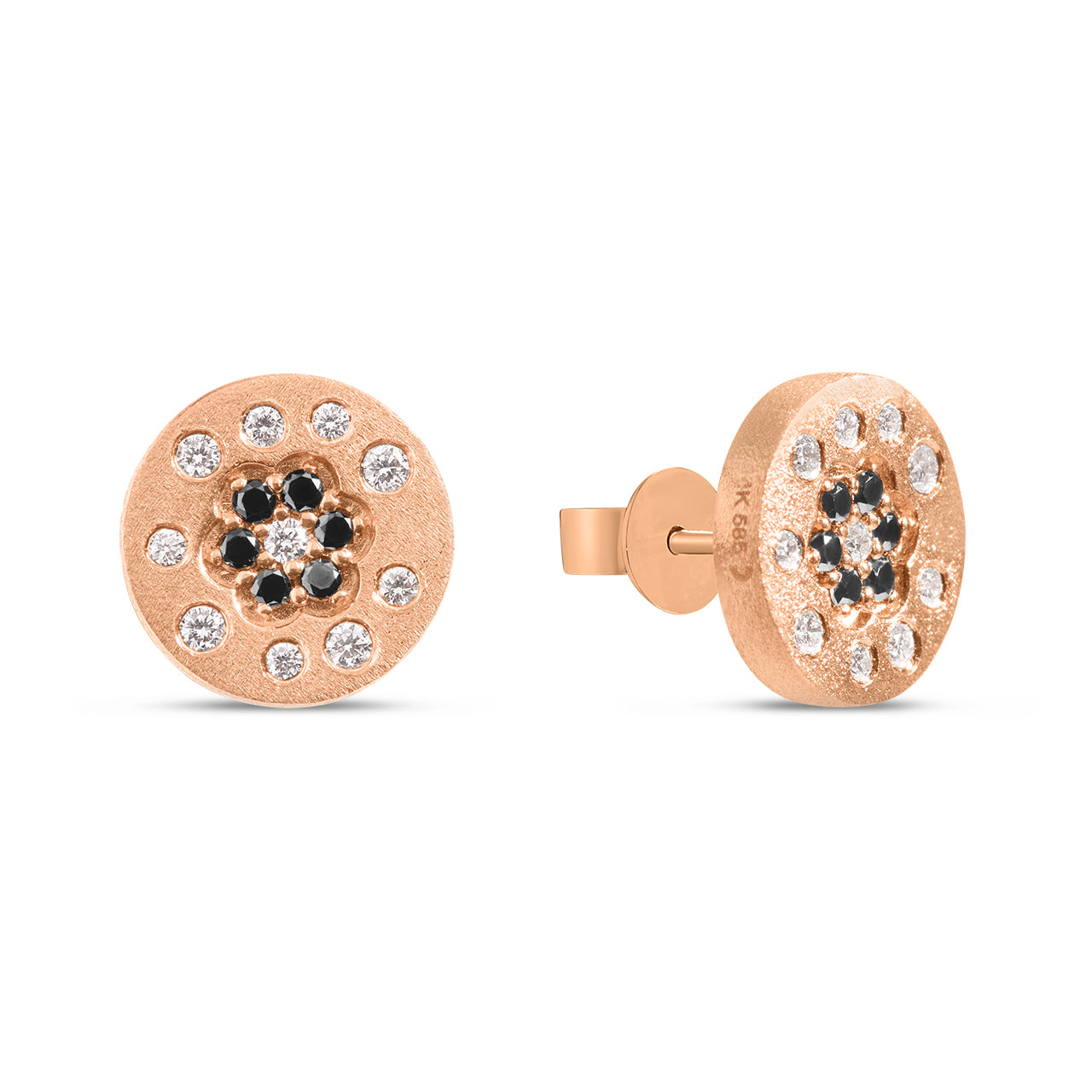 Black & White Diamond Flower Scatter Stud Earring