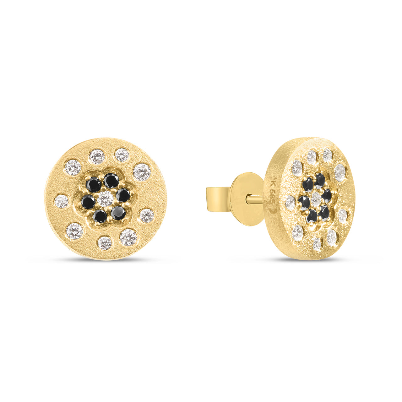 Black & White Diamond Flower Scatter Stud Earring