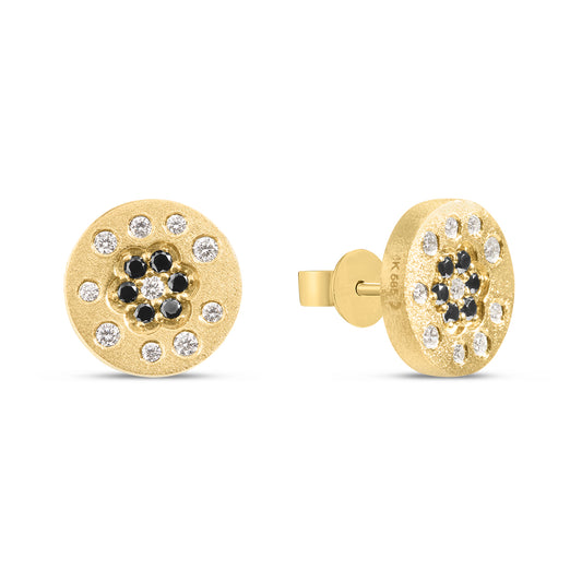 Black & White Diamond Flower Scatter Stud Earring
