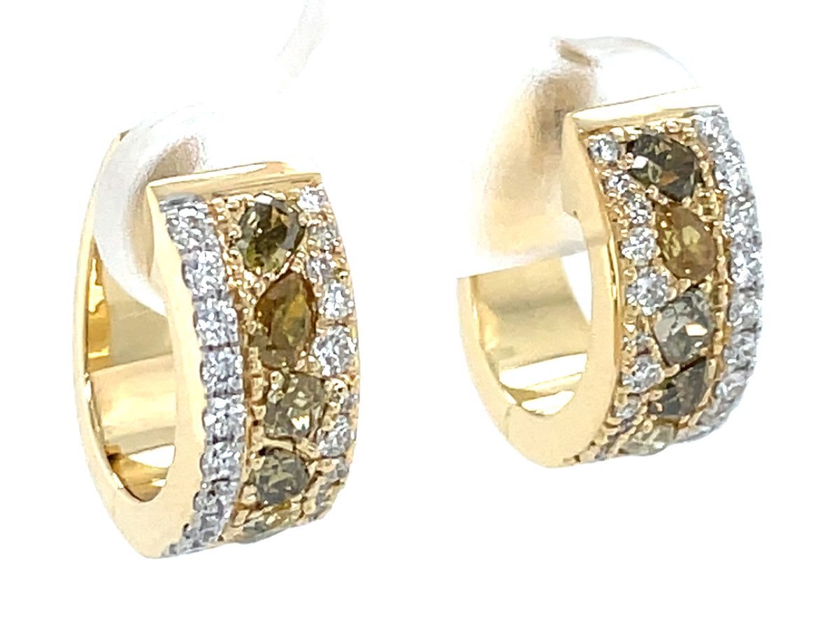 Natural Color White Diamond Hoop Earrings, 15mm