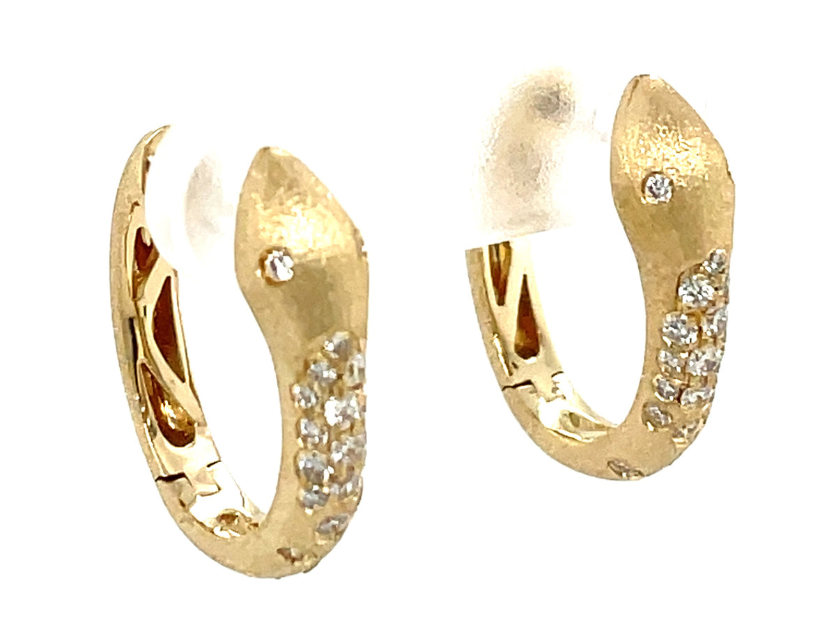 DIAMOND SNAKE HOOP EARRING, 18X16MM, SATIN FINISH