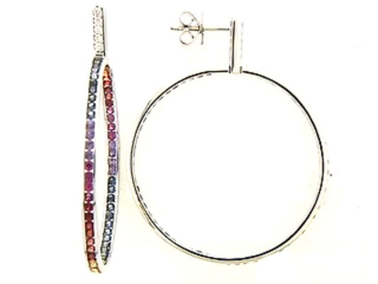 F/C SAPPHIRE & DIAMOND EARRING, 18KW (H/U)