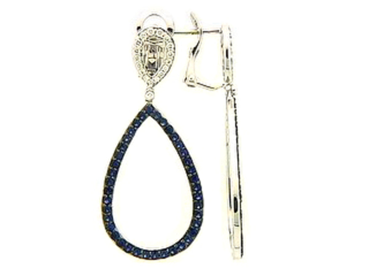 SAPPHIRE & DIAMOND EARRING, 18KW (H)
