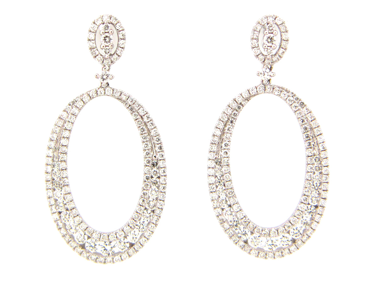 DIAMOND LARGE OVAL DANGLE EARRING, 14KW (N)