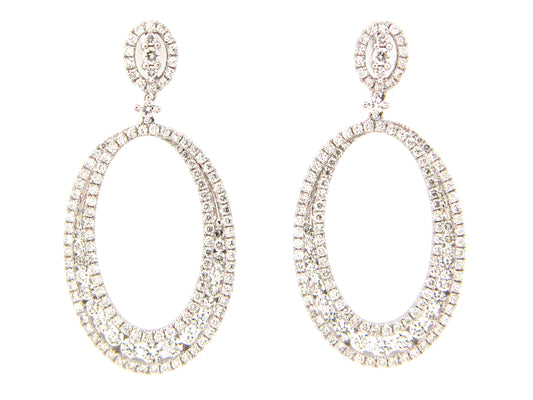 DIAMOND LARGE OVAL DANGLE EARRING, 14KW (N)