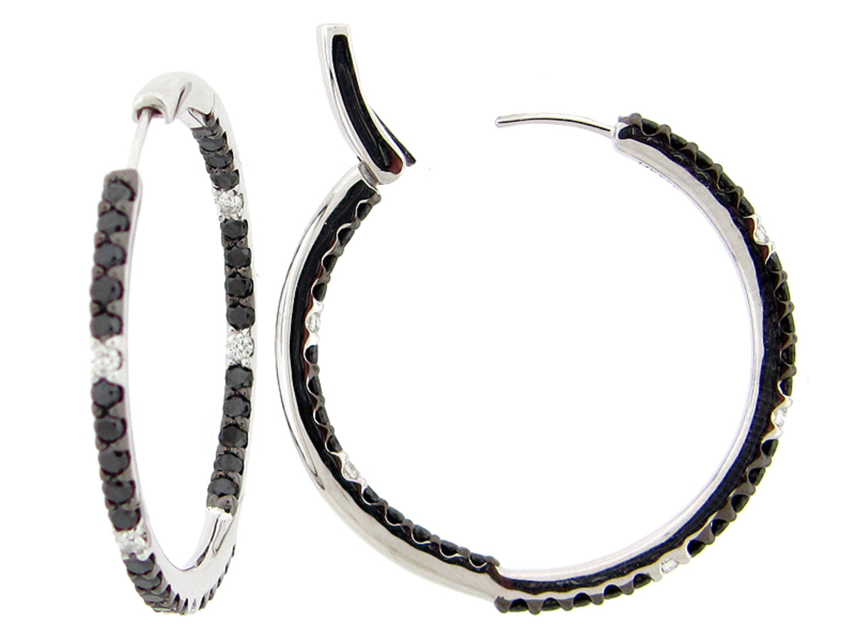 BLACK & WHITE DIAMOND EARRING, 14KW (R/H)