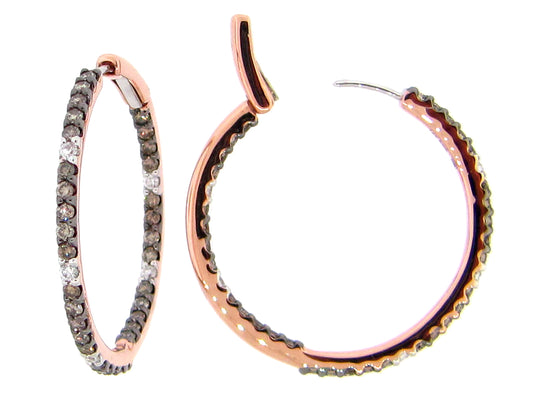 BROWN & WHITE DIAMOND EARRING, 14KR (N)