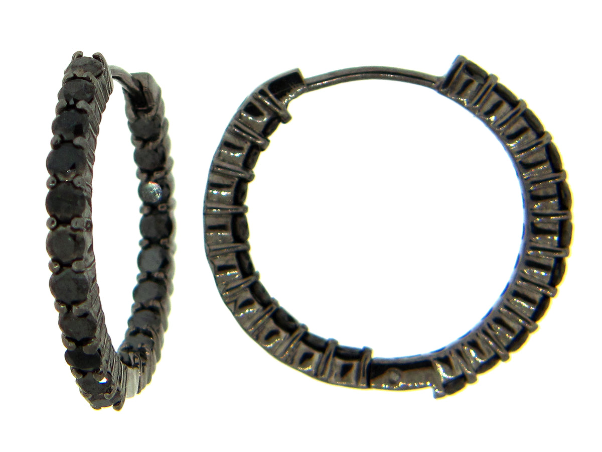 BLACK DIAMOND EARRING, 14KW (R)