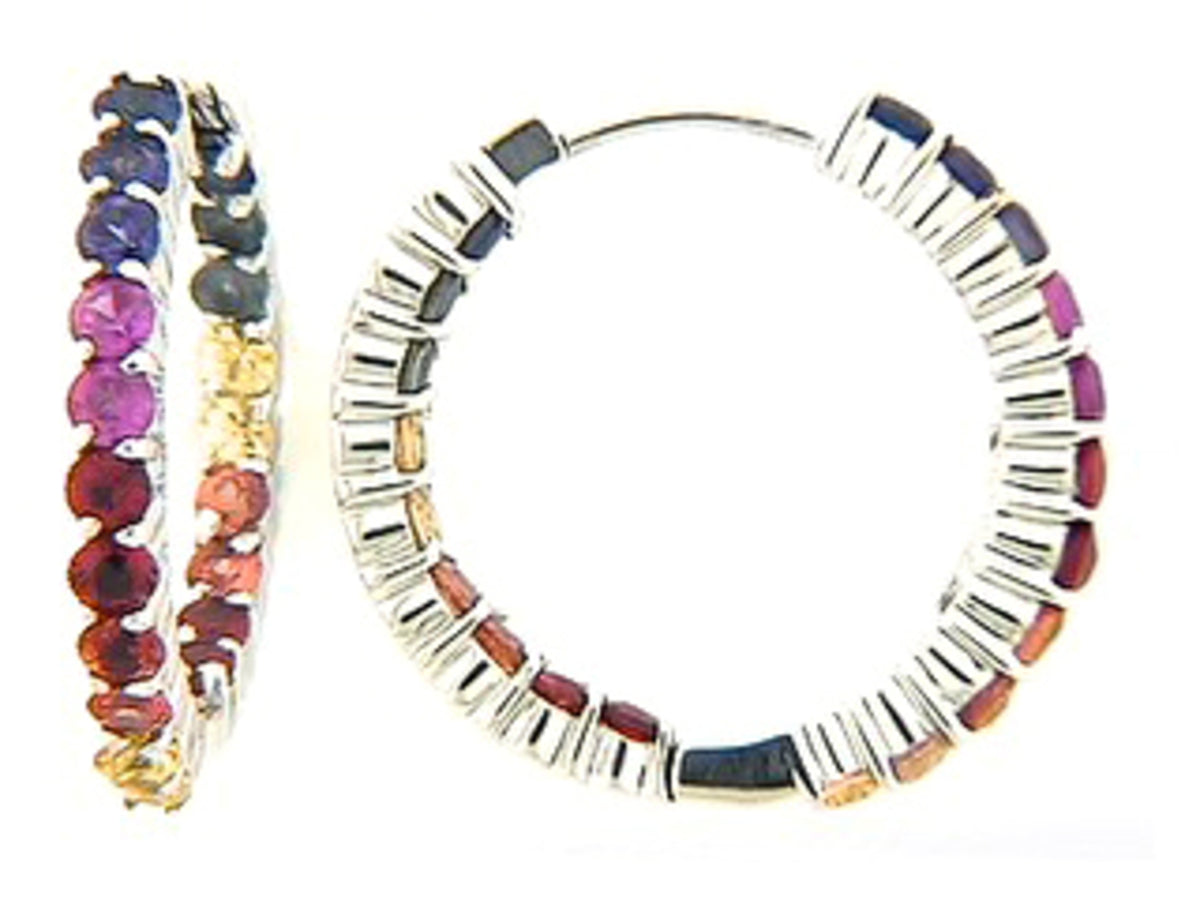 RAINBOW SAPPHIRE EARRING, 18KW (H/U)