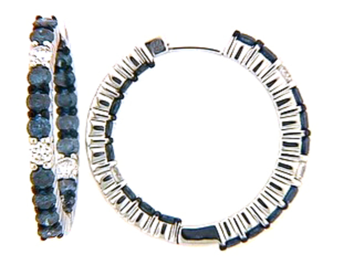 IRR BLUE DIAMOND & DIAMOND EARRING, 18KW (R)