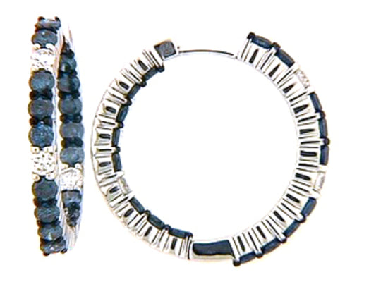 IRR BLUE DIAMOND & DIAMOND EARRING, 18KW (R)