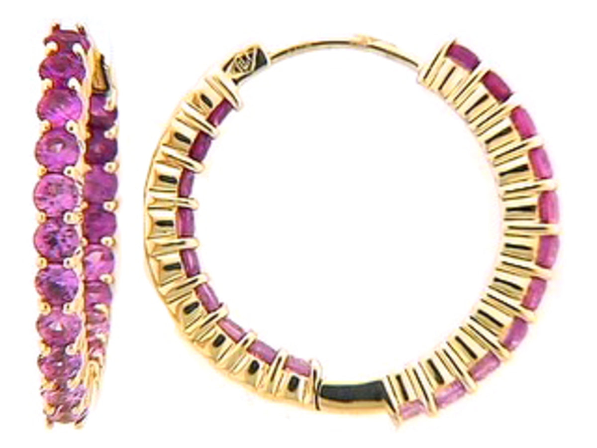PINK SAPPHIRE EARRING, 18KY (H)
