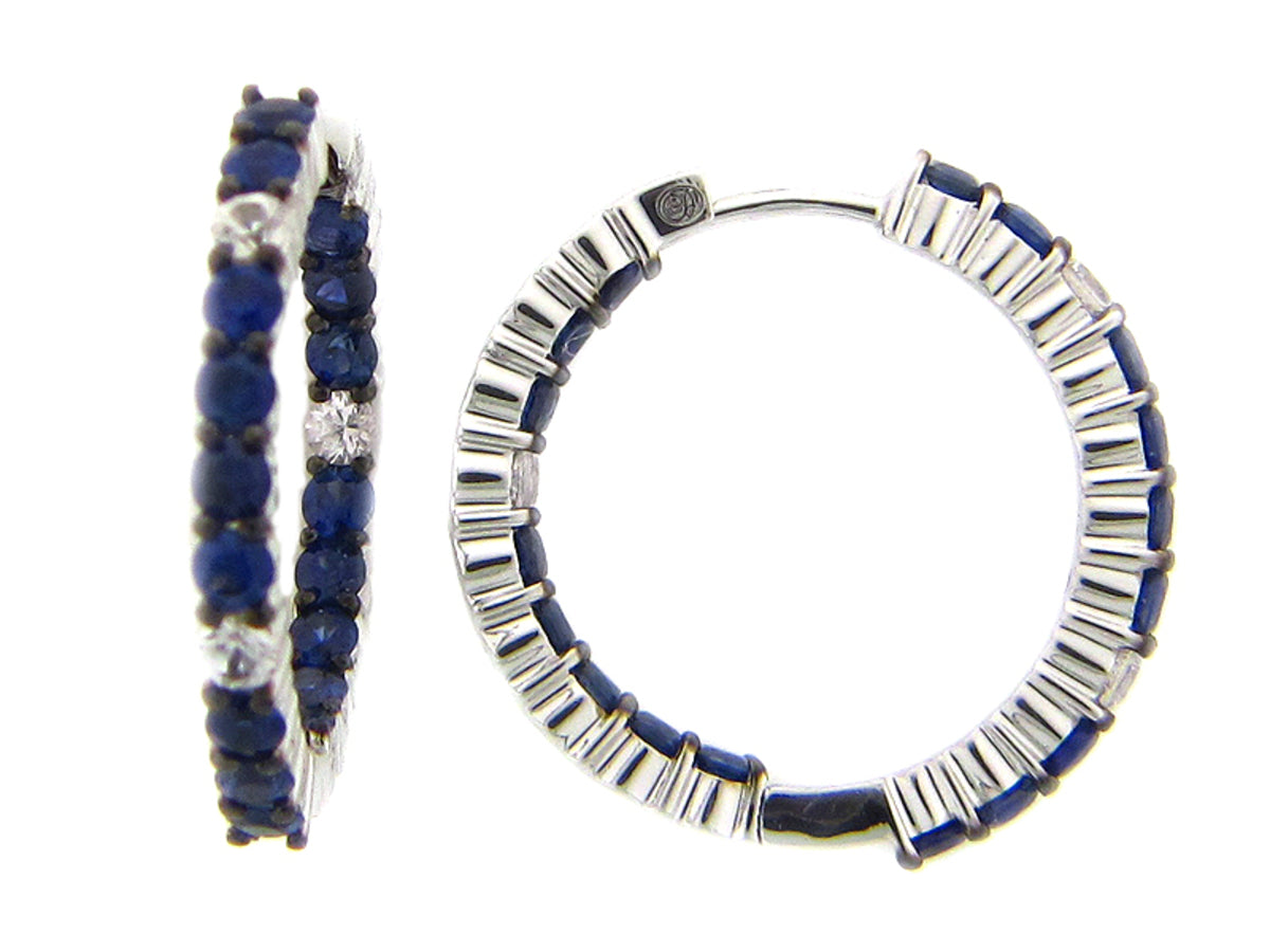 BLUE & WHITE SAPPHIRE EARRING, 14KW (H)