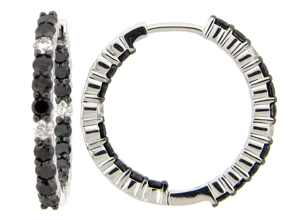 BLACK & WHITE DIAMOND INSIDE OUTSIDE HOOP EARRING